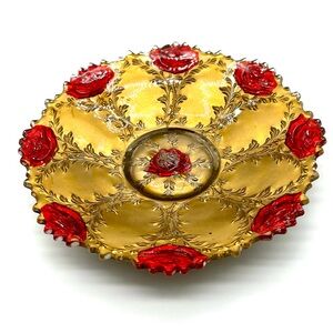 Gold and Red Decorative Plate
